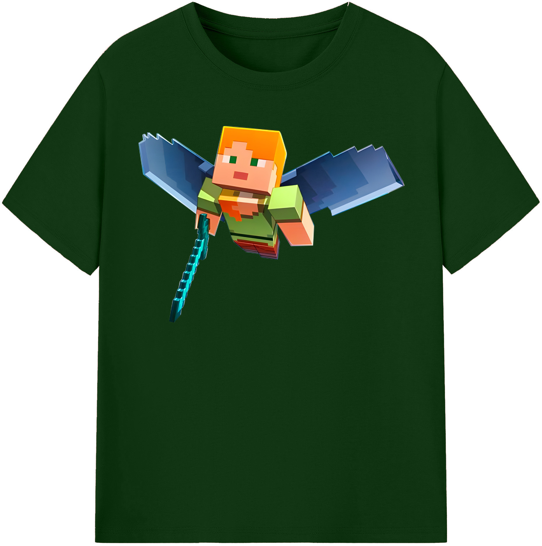 （画像用） マインクラフト ブロックの世界 Minecraft MC Block world 綿100％半袖Tシャツ（フロントプリント）